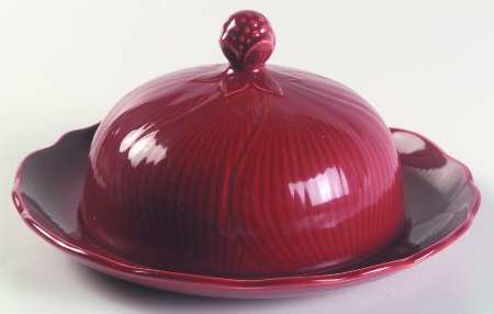 Red Orchid Round Covered Butter