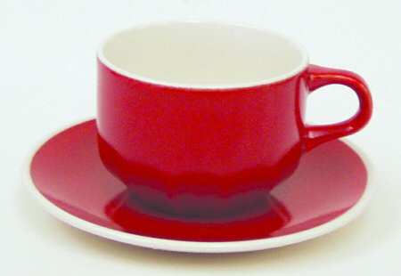 Red Poppy Flat Cup & Saucer Set