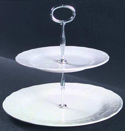 Renaissance White 6 5/8"-10"  2 Tiered Serving Tray (Dp, Sp) HC