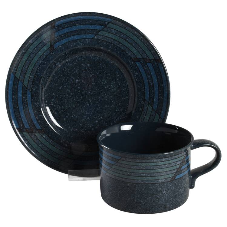 Rhythm and Blues Flat Cup & Saucer Set by Mikasa