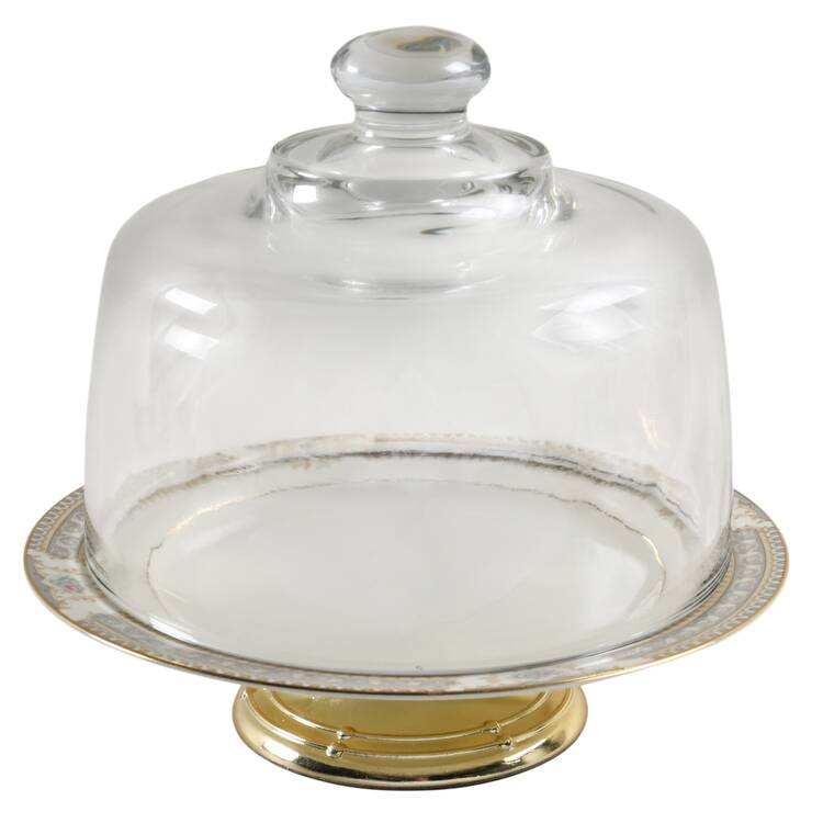 Richelieu 6 1/2"-7 1/2" Footed Cheese Plate w/ Glass Dome HC