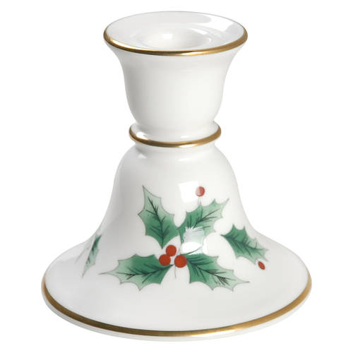 Ribbon Holly 3" Candlestick