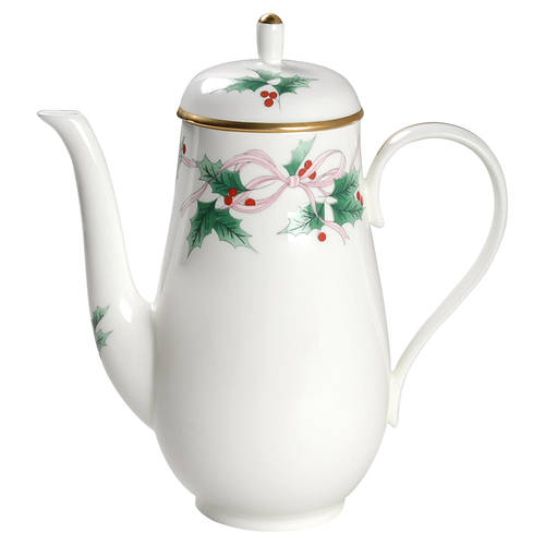 Ribbon Holly Coffee Pot & Lid