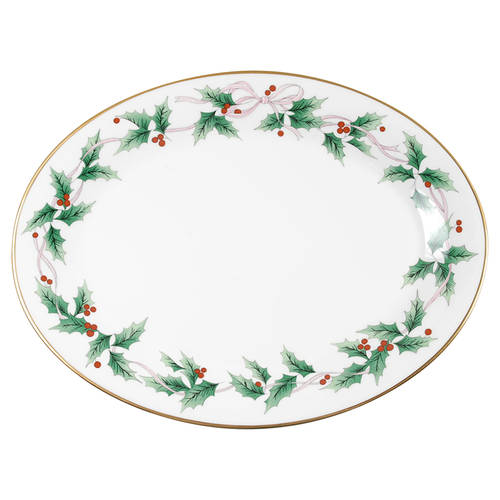 Ribbon Holly 14" Oval Serving Platter by Mikasa