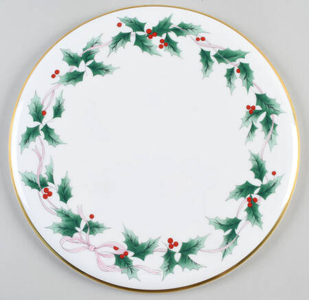 Ribbon Holly Cake Plate