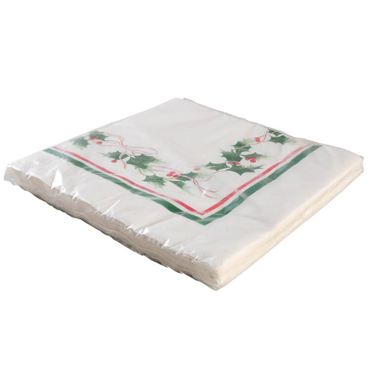 Ribbon Holly Package of Paper Dinner Napkins