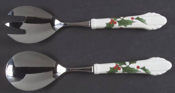Ribbon Holly (2 Piece) Salad Set with Stainless Bowl