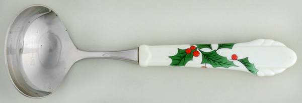 Ribbon Holly Gravy Ladle with Stainless Bowl