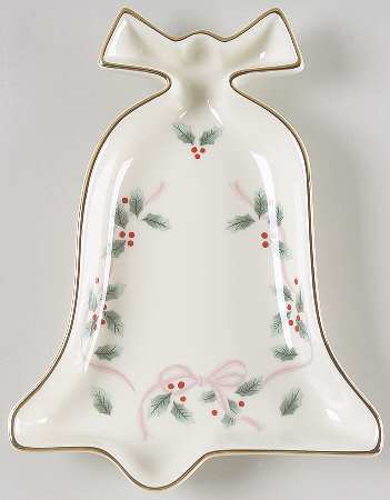 Ribbon Holly Bell Shape Dish
