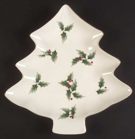 Ribbon Holly Large Tree Shaped Dish