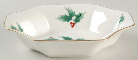 Ribbon Holly Octagonal Candy Dish