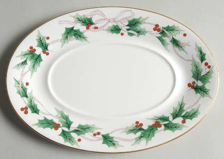 Ribbon Holly Underplate for Gravy Boat