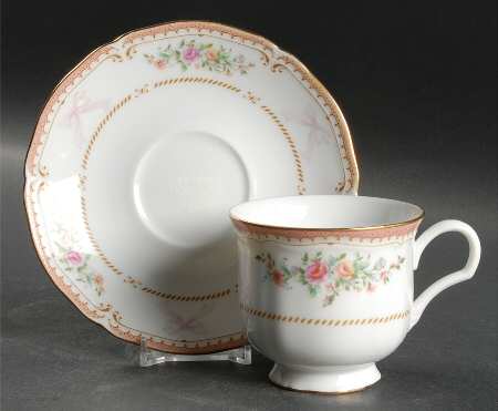 Ribbon Pink Footed Cup & Saucer Set