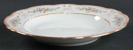 Ribbon Pink Large Rim Soup Bowl