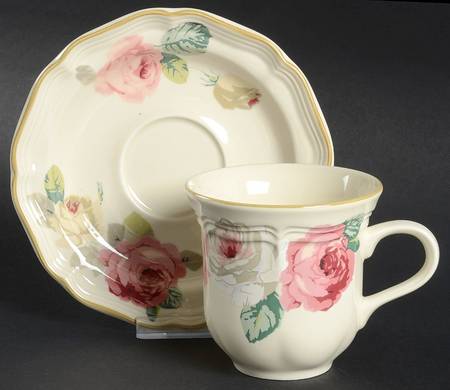 Rose Bowl Flat Cup & Saucer Set
