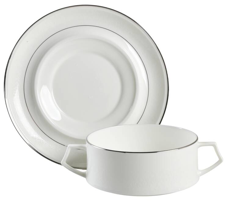 Rochelle Flat Cream Soup Bowl & Saucer Set