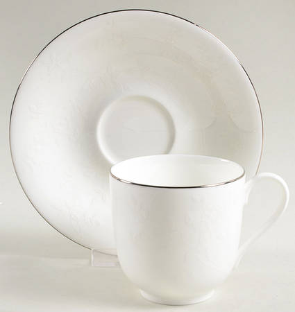 Rose Damask Flat Cup & Saucer Set