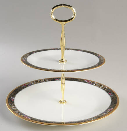 Royal Glimmer 6 5/8"-10"  2 Tiered Serving Tray (Dp, Sp) HC
