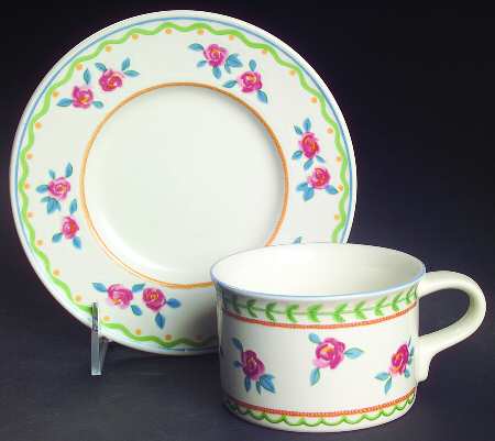 Rose Parade Flat Cup & Saucer Set