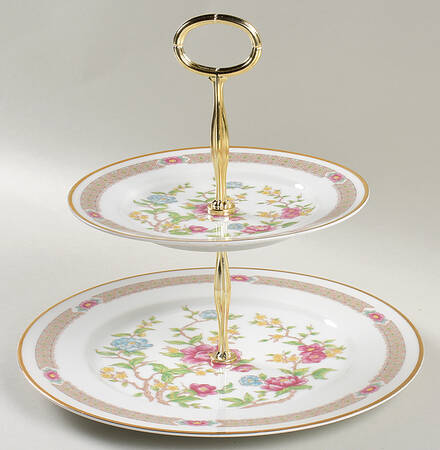 Rose Peony 6 5/8"-10"  2 Tiered Serving Tray (Dp, Sp) HC