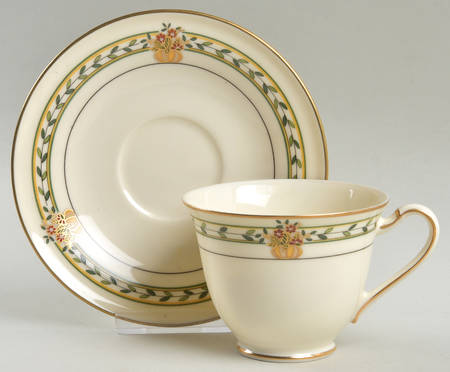 Rose Point Footed Cup & Saucer Set