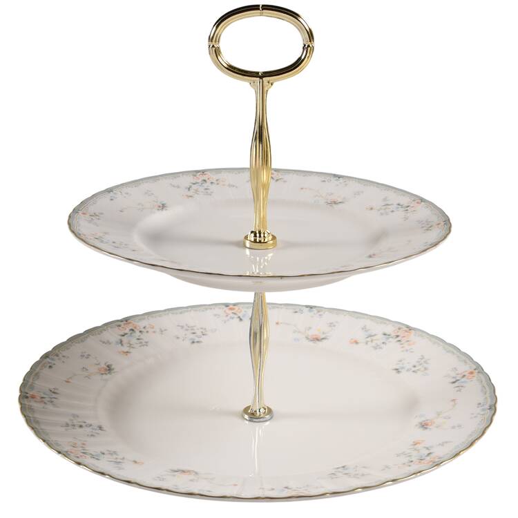 Roselle 6 5/8"-10"  2 Tiered Serving Tray (Dp, Sp) HC