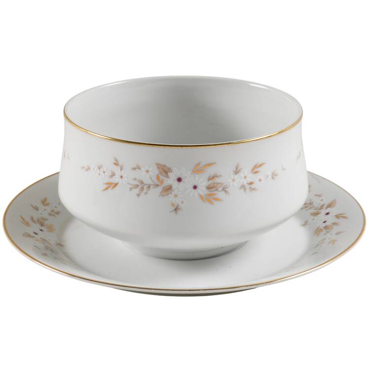 Rosewood Gravy Boat with Attached Underplate