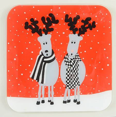 Rudolph 10" Glassware Square Platter