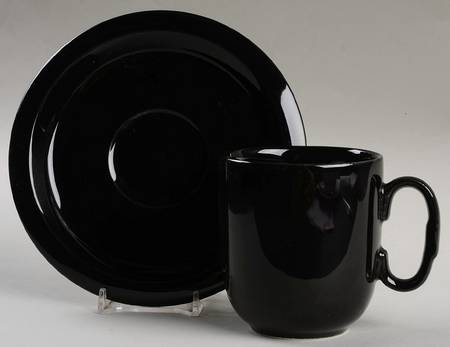 Rustico Black Flat Cup & Saucer Set