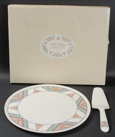 Santa Fe Cake Plate & Solid Ceramic Server Set (Boxed)