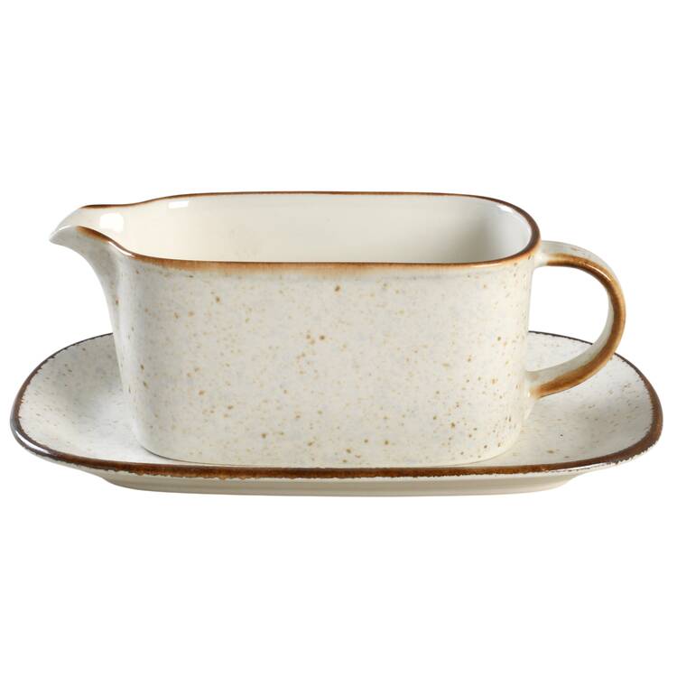 Sandstone Gravy Boat & Underplate (Relish/Butter) by Mikasa
