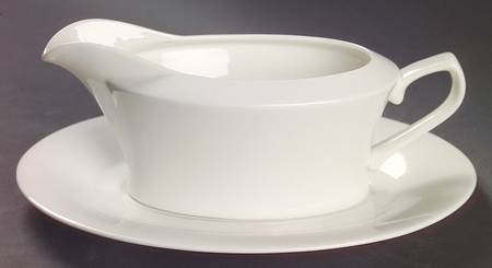 Satin White Gravy Boat & Underplate