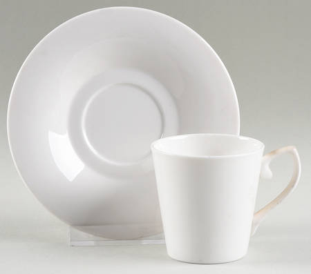 Satin White Flat Demitasse Cup & Saucer Set