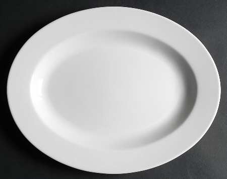 Satin White 14" Oval Serving Platter
