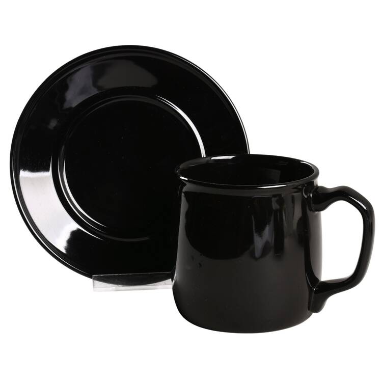 Separates Jet Black Flat Cup & Saucer Set