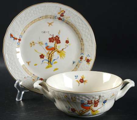 Shangri-La (D1001, Fine Ivory) Cream Soup Bowl & Bread Plate/Saucer Set