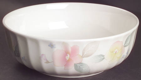 Silk Blossoms 8" Round Vegetable Bowl