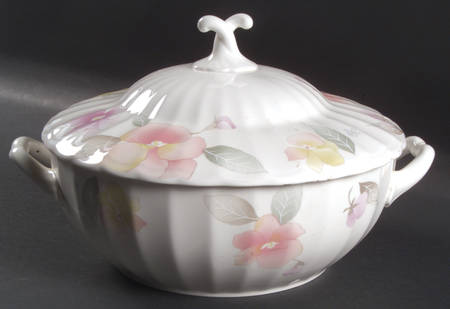 Silk Blossoms Round Covered Vegetable