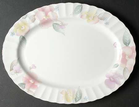 Silk Blossoms 14" Oval Serving Platter
