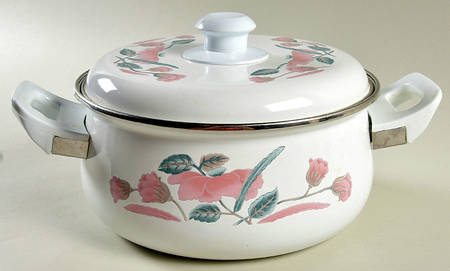 Silk Flowers 4 Quart Metal Covered Casserole