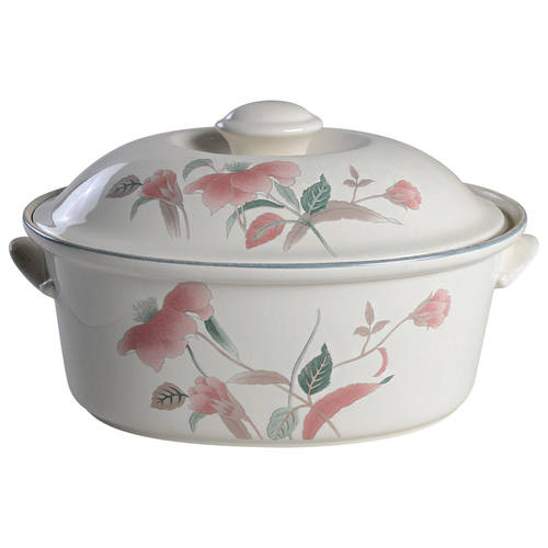 Silk Flowers 1.5 Quart Oval Covered Casserole