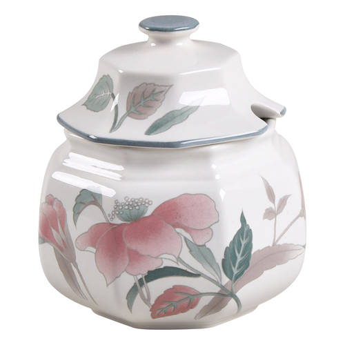 Silk Flowers Sugar Bowl & Lid