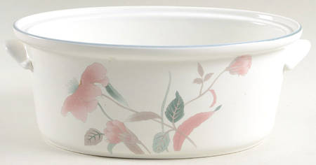 Silk Flowers 1.5 Quart Oval Covered Casserole No Lid