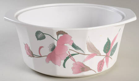 Silk Flowers 2 Qt Round Covered Casserole No Lid