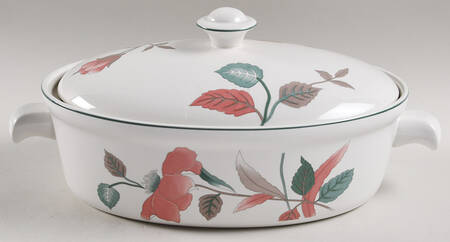 Silk Flowers 2 Quart Oval Covered Casserole