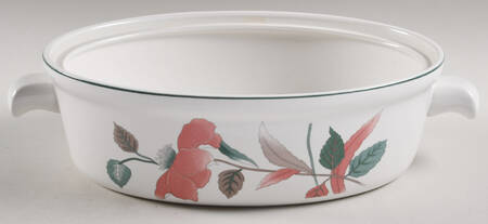 Silk Flowers 2 Quart Oval Covered Casserole No Lid