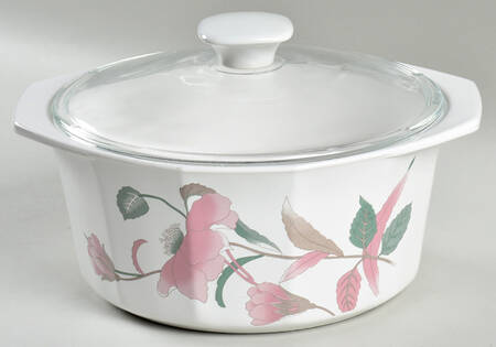 Silk Flowers 2 Qt Round Covered Casserole
