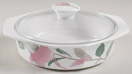 Silk Flowers 1 Pt Round Covered Casserole