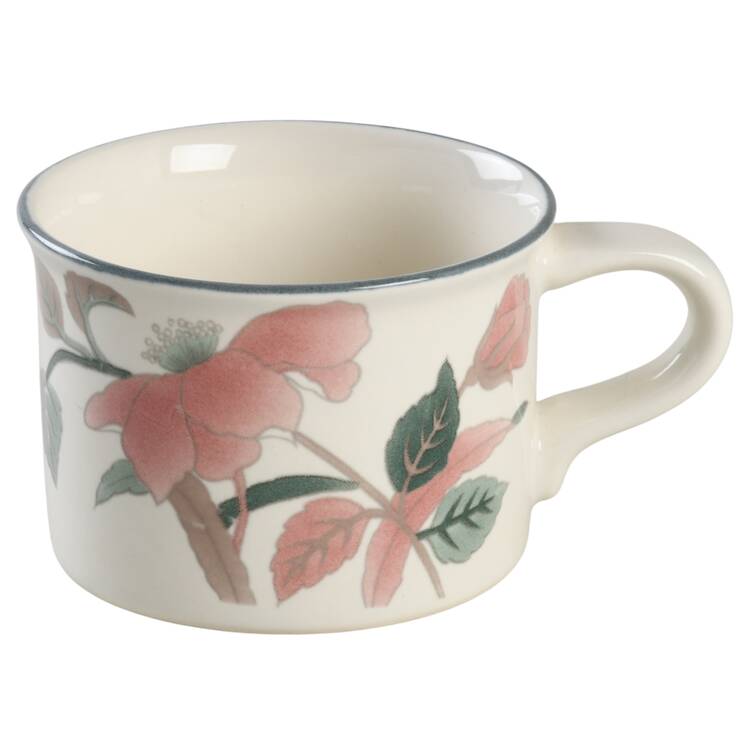 Silk Flowers Flat Demitasse Cup
