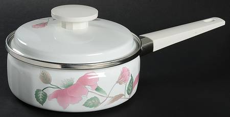 Silk Flowers 1.0 Quart Metal Covered Saucepan